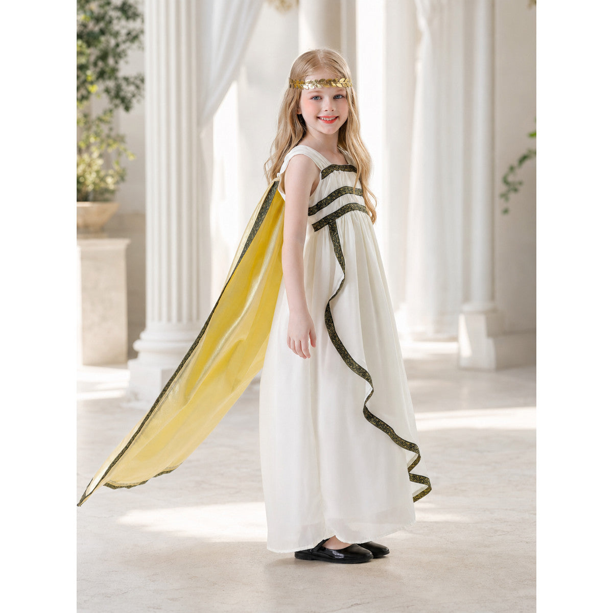 Children’s Greek-style costume with cape and headband lifestyle view