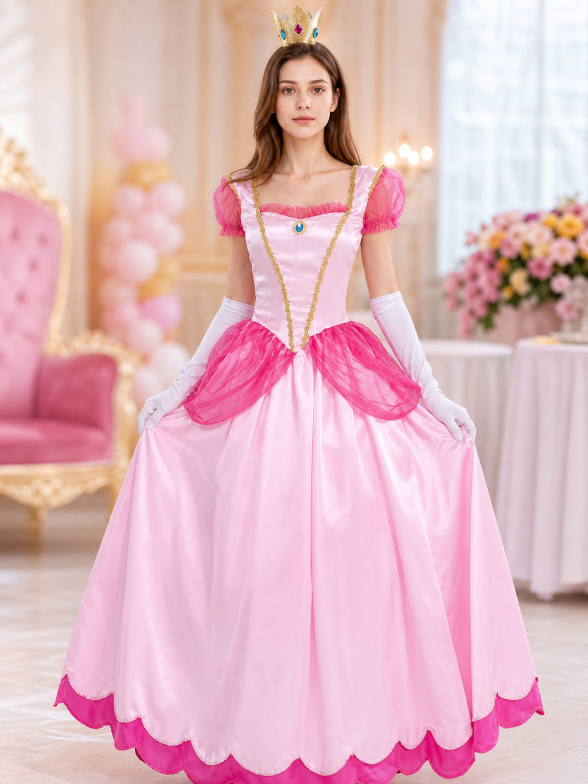 Princess Costume: Dress with Crown and Gloves lifestyle view
