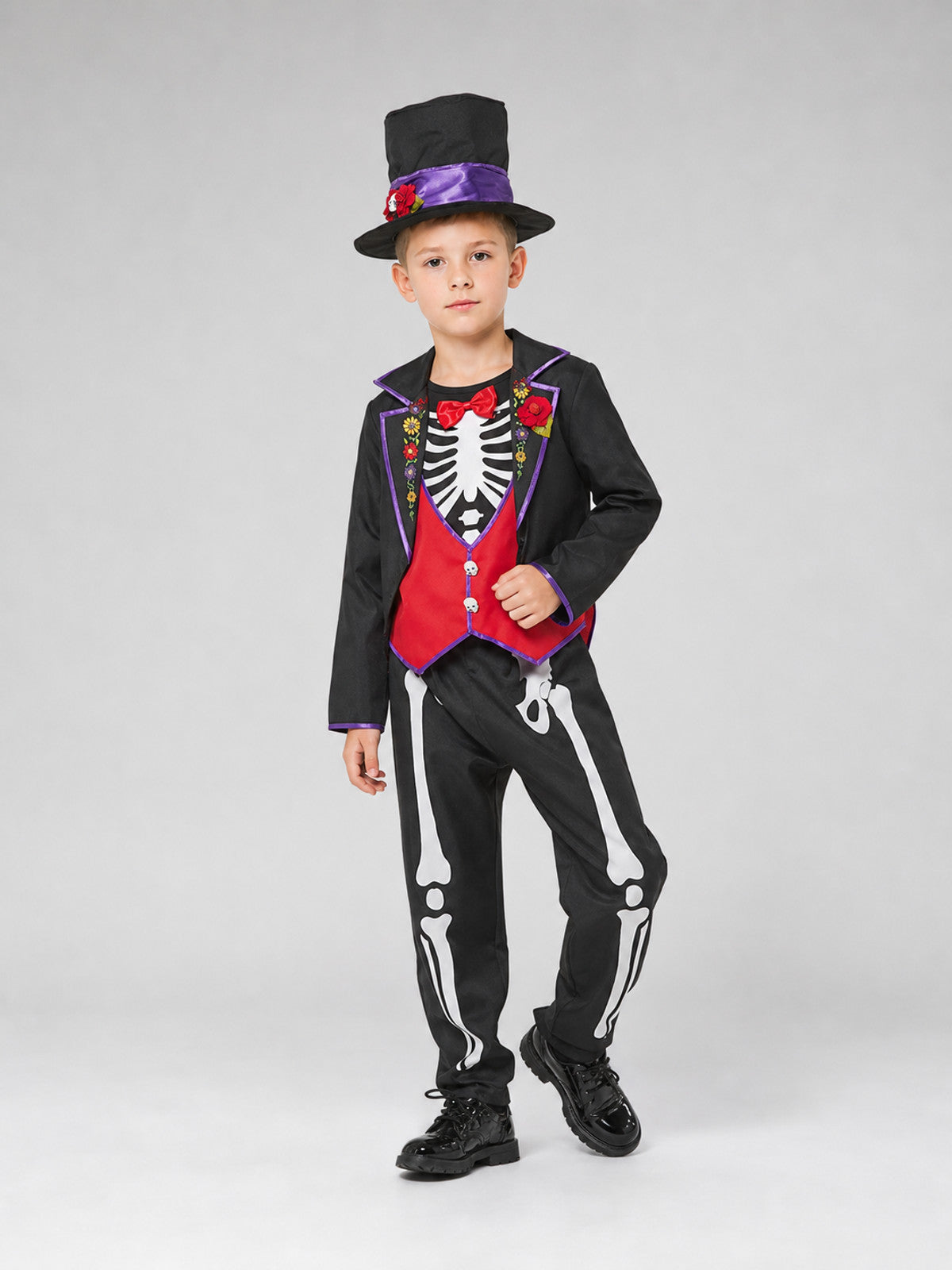 Skeleton costume designed in the Mexican style of the Day of the Dead
