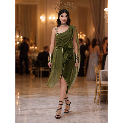 Asymmetrical Cleopatra Costume with Snake Decorations lifestyle view
