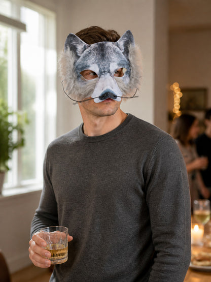 Gray-Blue Wolf Carnival Headpiece for Halloween