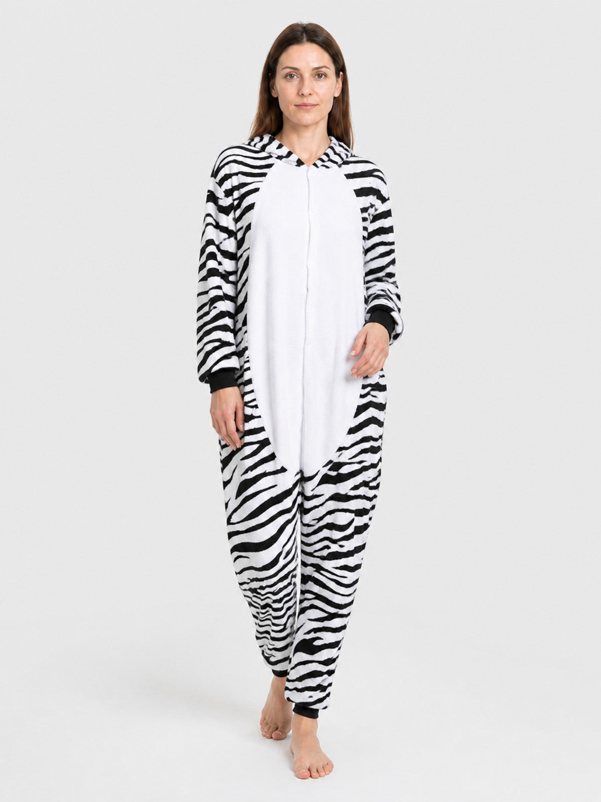 Flannel Zebra Long-Sleeve Pajama Jumpsuit product detail