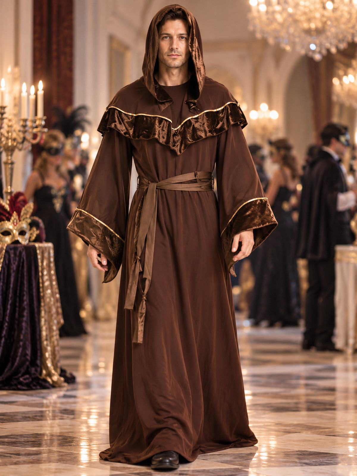 Adult Wizard Carnival Costume, Brown
