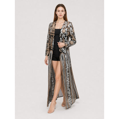 Long Cape with Baroque Sequin Embroidery