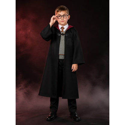 Kids Wizard Costume Set, Hooded Robe With Round Glasses, Tie, Inner Top And main product view
