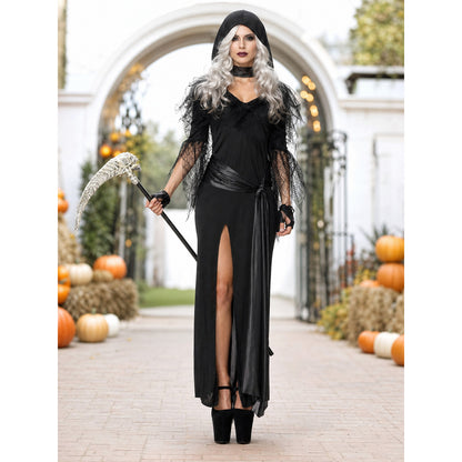 Gothic Vampire Costume with Hood and Gloves lifestyle