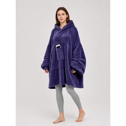 Hooded Blanket with Sleeves and Pockets