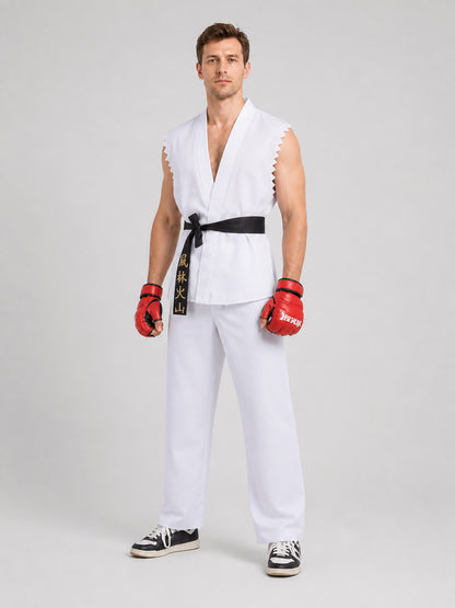 Street Fighter Fighter Cosplay Costume, Red/White Costumes detail