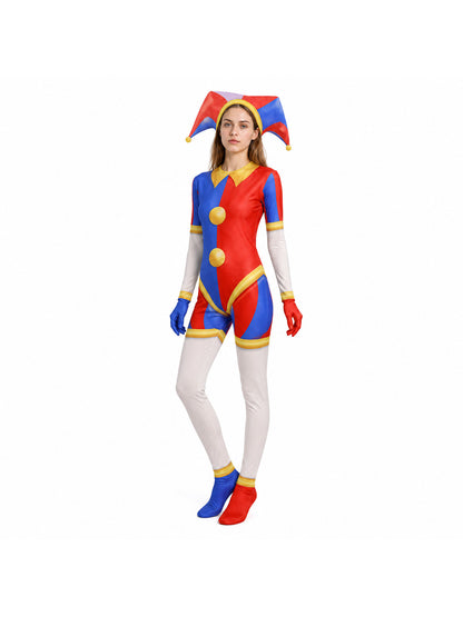 Clown Costume Jumpsuit with Hood and Gloves Costumes detail