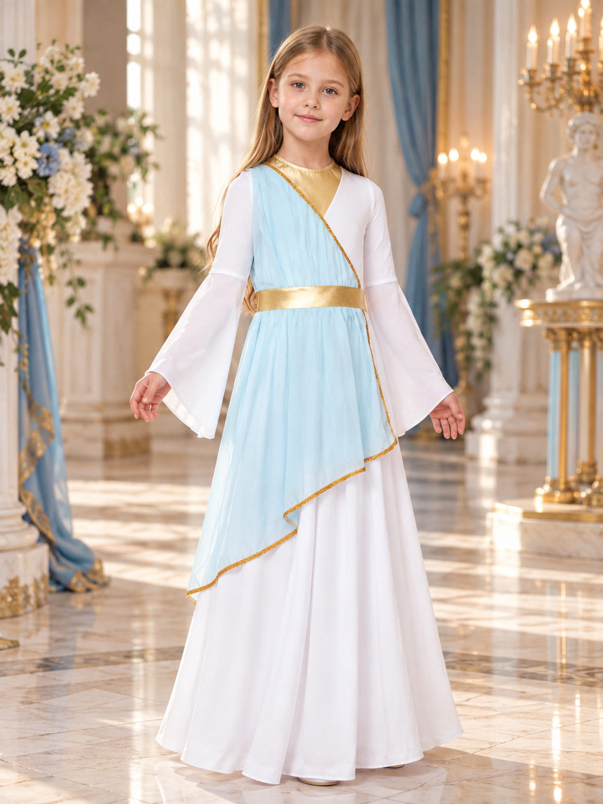 Kids' Carnival Dress with Asymmetrical Draping