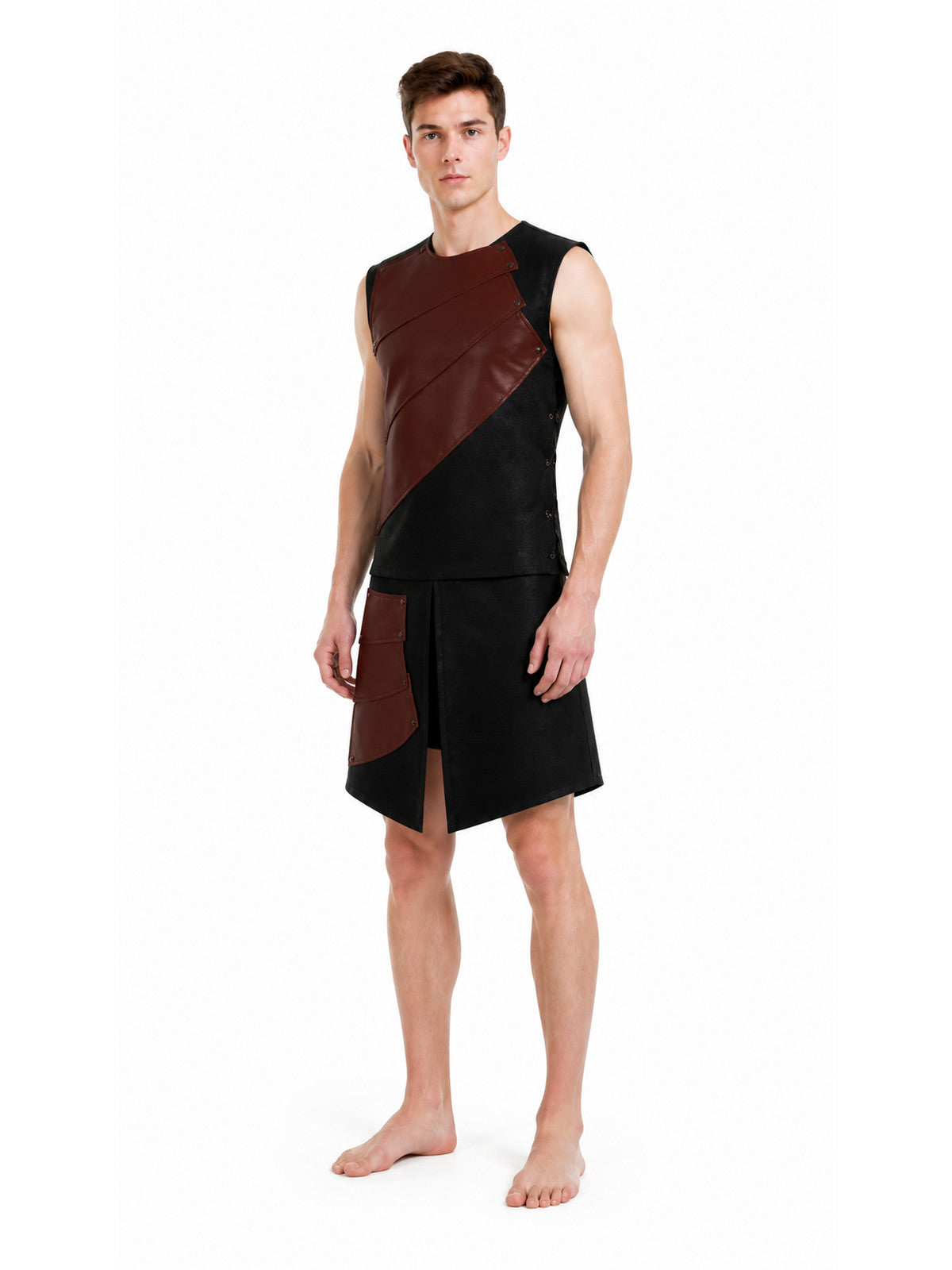 Sleeveless Dress with Asymmetrical Overlays
