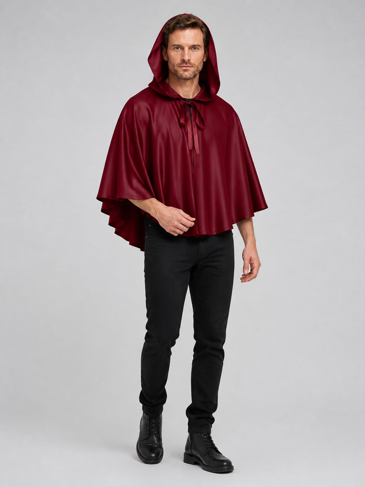 Red Short Hooded Cape for Halloween Costume Capes detail