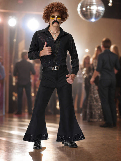 Retro 70s Disco Costume with Shirt and Pants lifestyle view