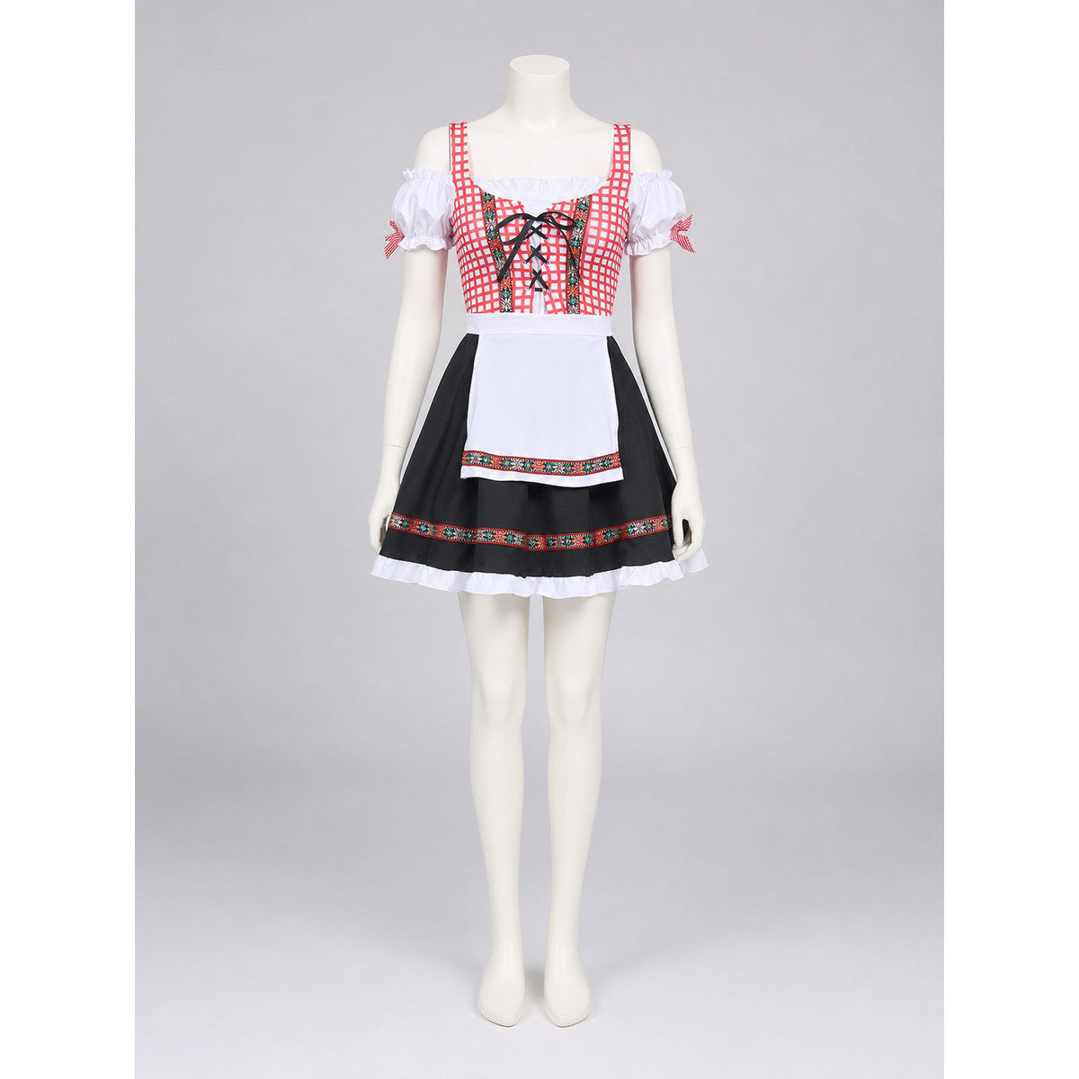 Ethnic Costume Dress with Apron and Lace-Up Detail
