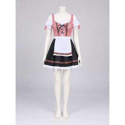 Ethnic Costume Dress with Apron and Lace-Up Detail