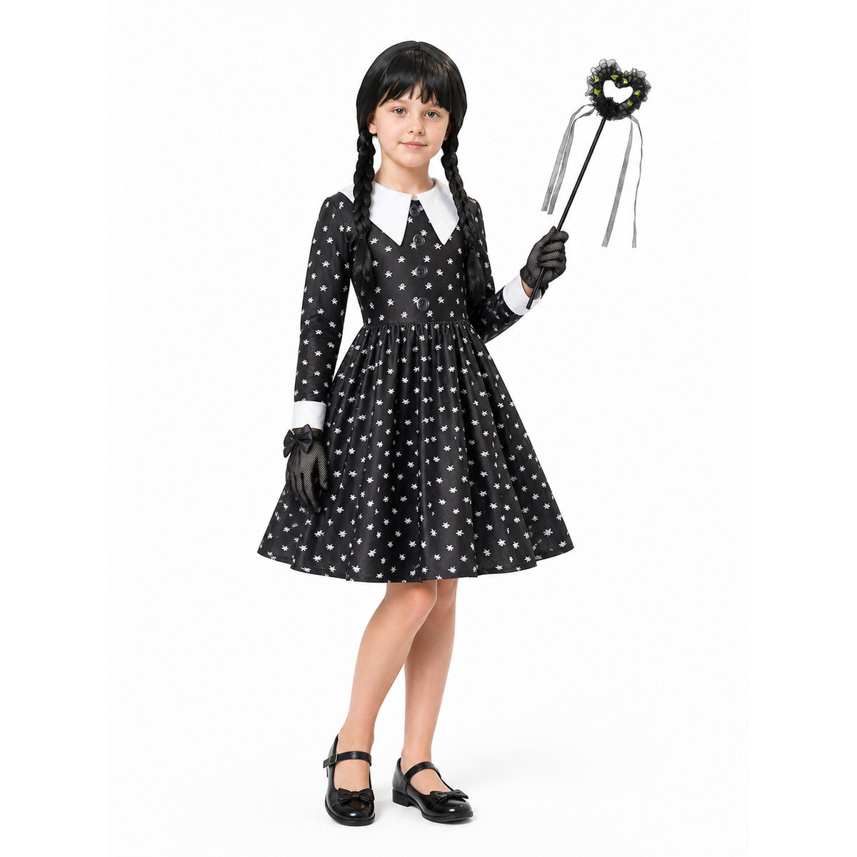 Children's Witch Costume with Skull-Print Dress Costume Dresses detail