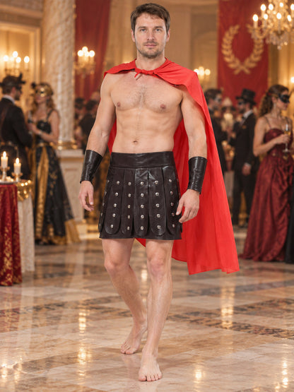 Spartan-Style Carnival Costume with Red Cape