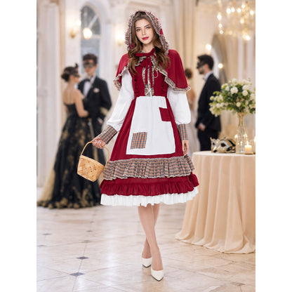 Little Red Riding Hood Costume: Dress with Apron and Cape