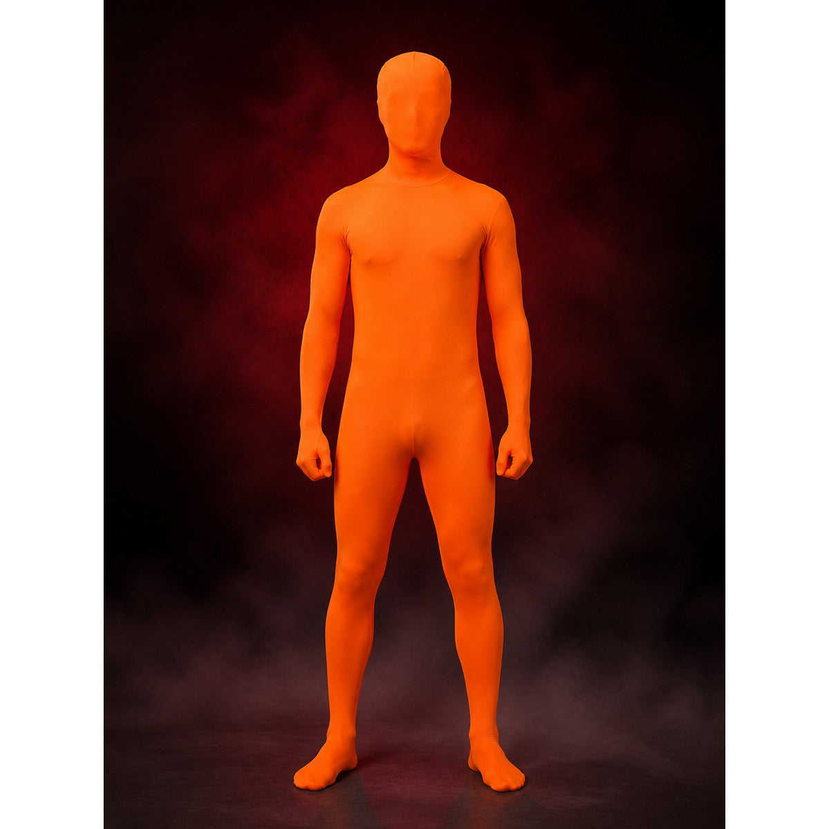Unisex Invisible Man Bodysuit Costume, Orange Full-Body Halloween Outfit main product view