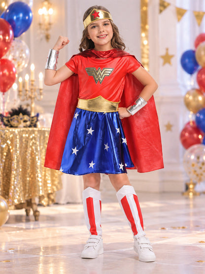Kids' Superhero Carnival Costume with Cape and Skirt