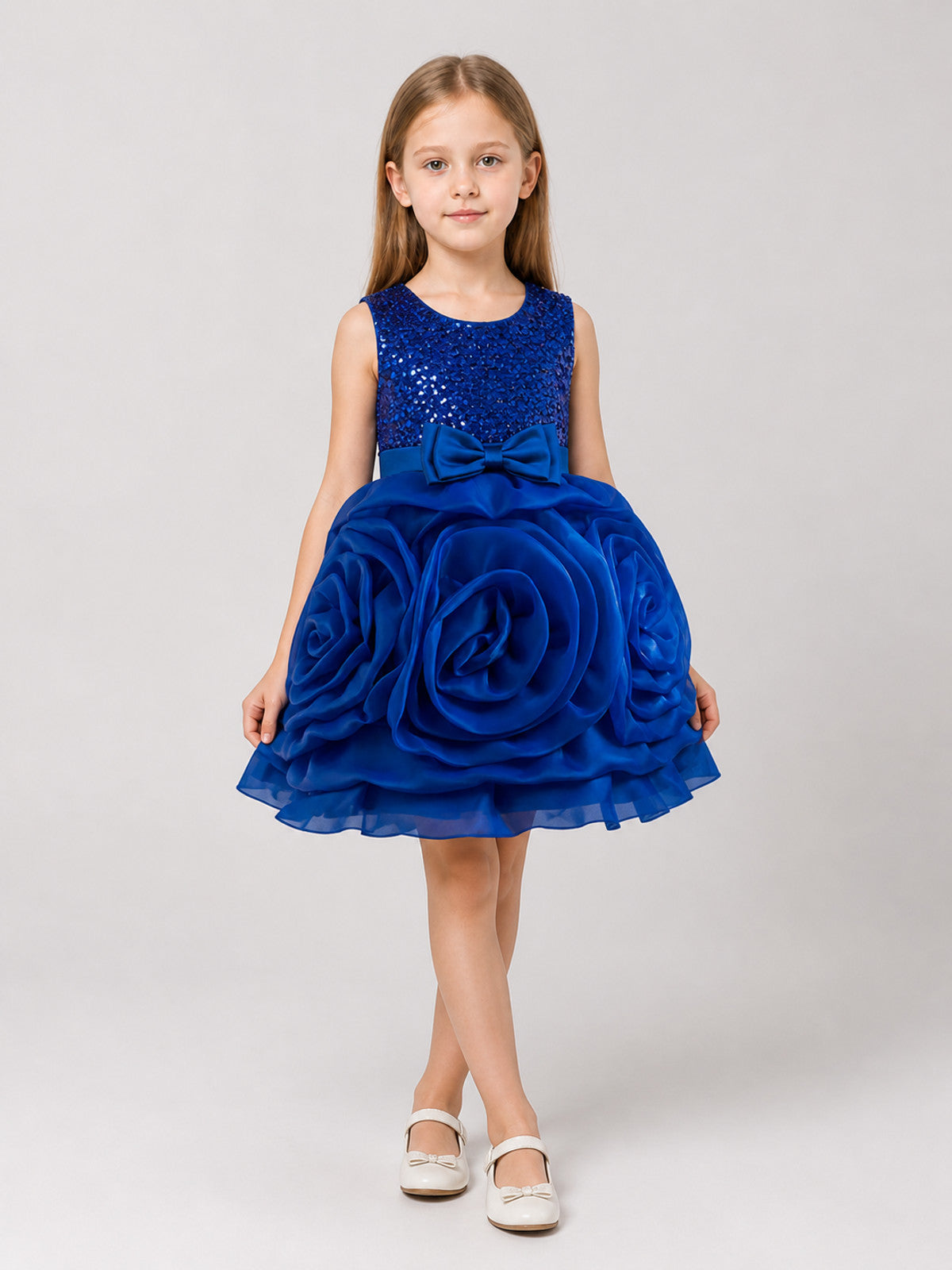 Princess Dress with Sequins and Roses, Blue Costume Dresses detail