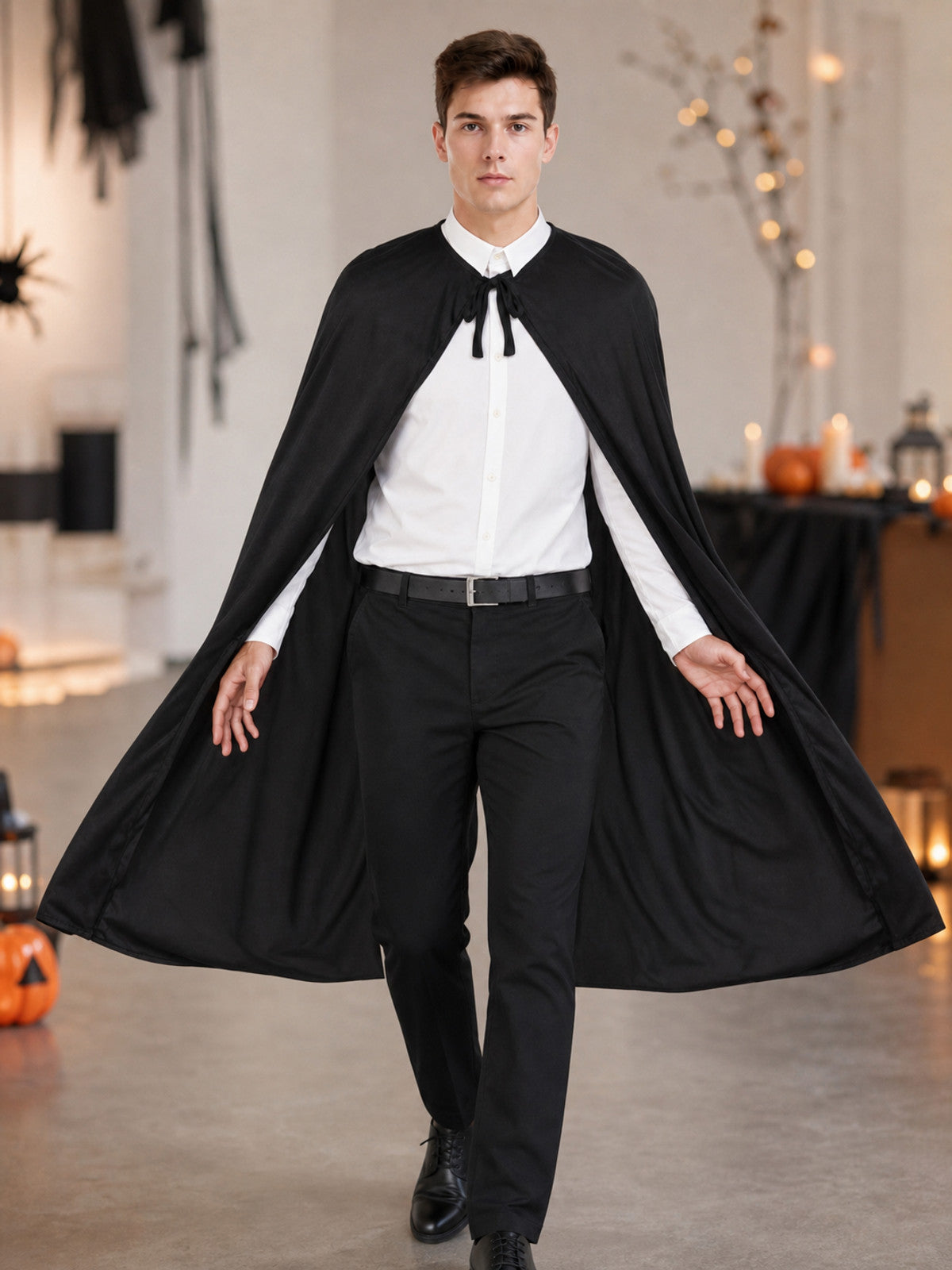 Black Long Cape Cloak for Halloween and Stage
