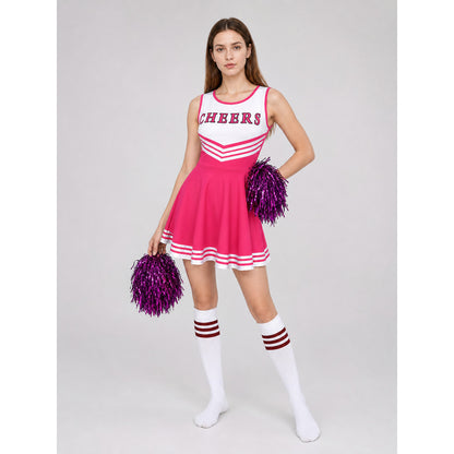CHEERS Cheerleading Costume with Pom-Poms and Knee-High Socks