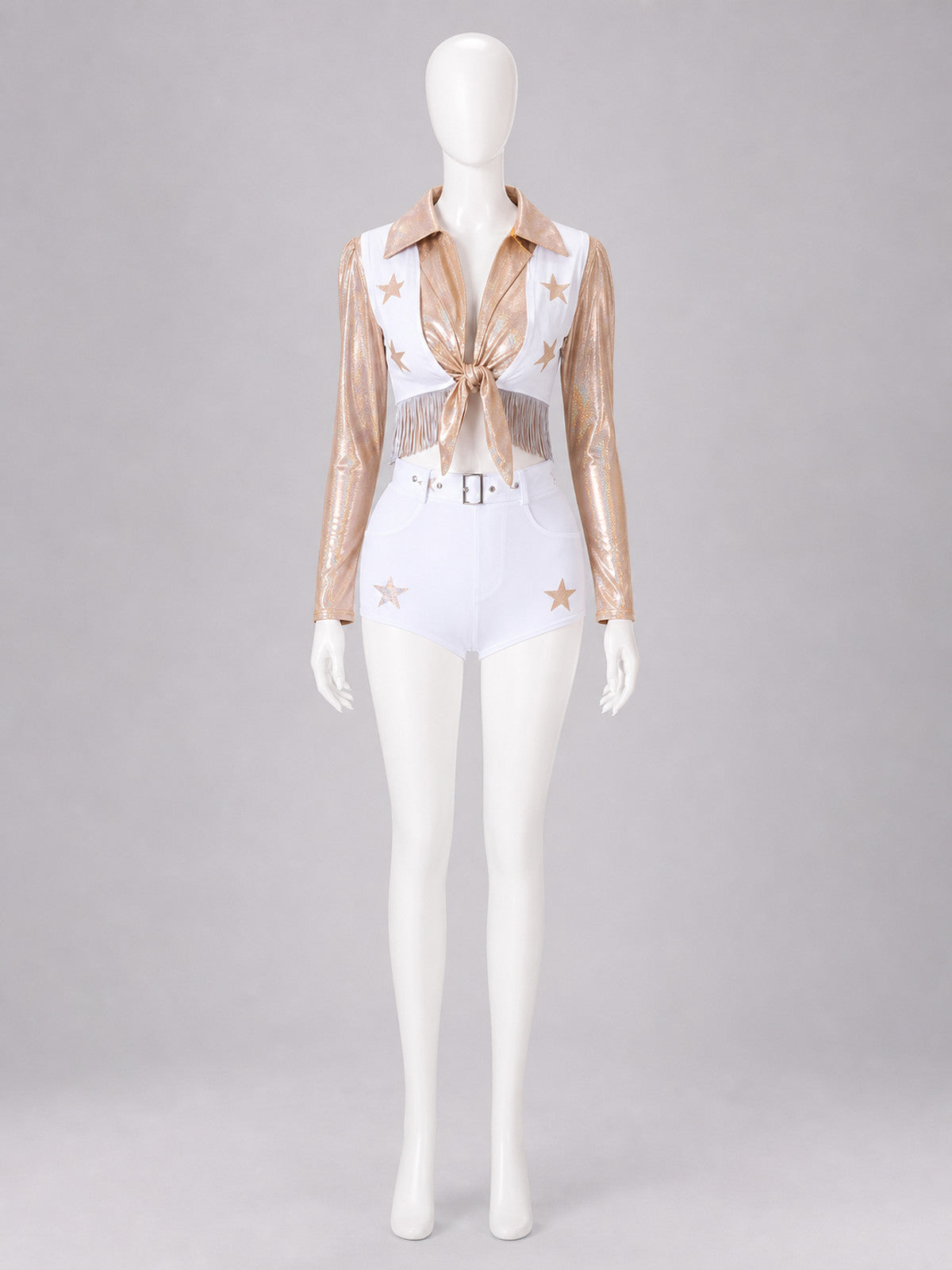 Two-Piece White and Gold Stage Costume
