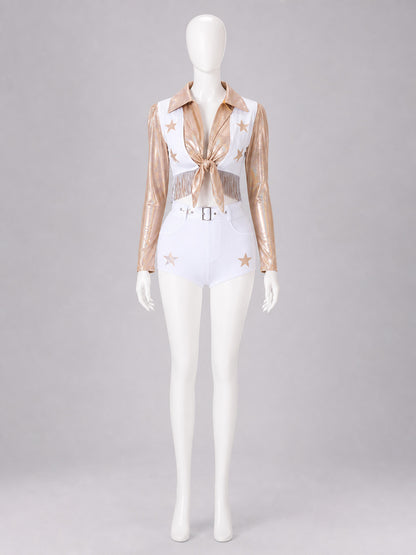 Two-Piece White and Gold Stage Costume
