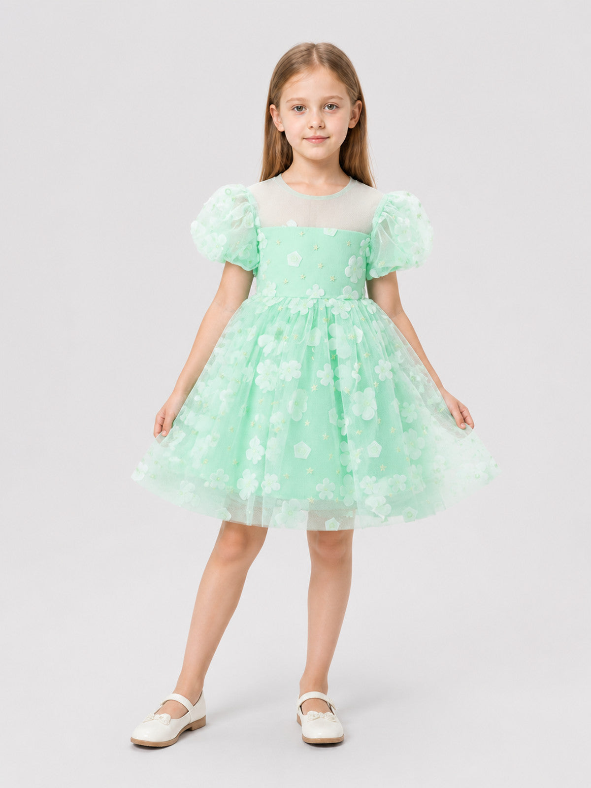 Mint Princess Dress for Girls with a Tulle Skirt Costume Dresses detail