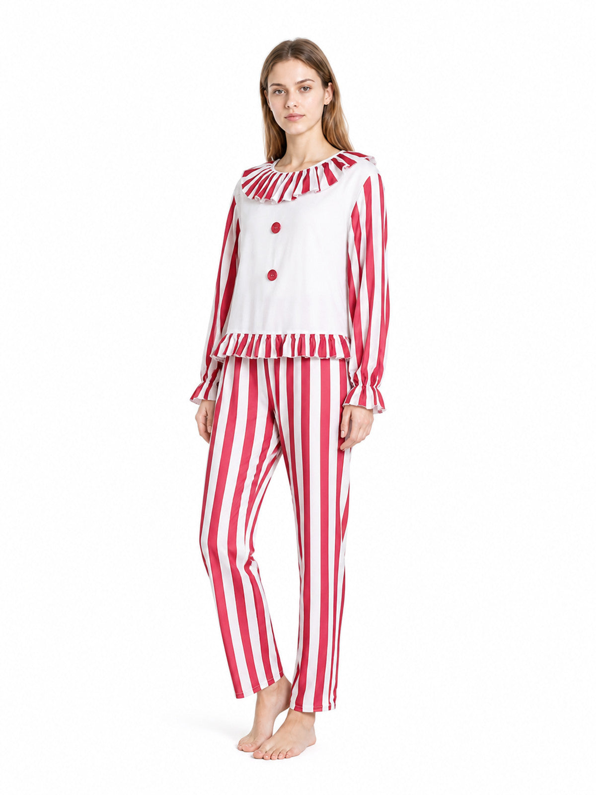 Red and White Clown Costume, 2-Piece Set