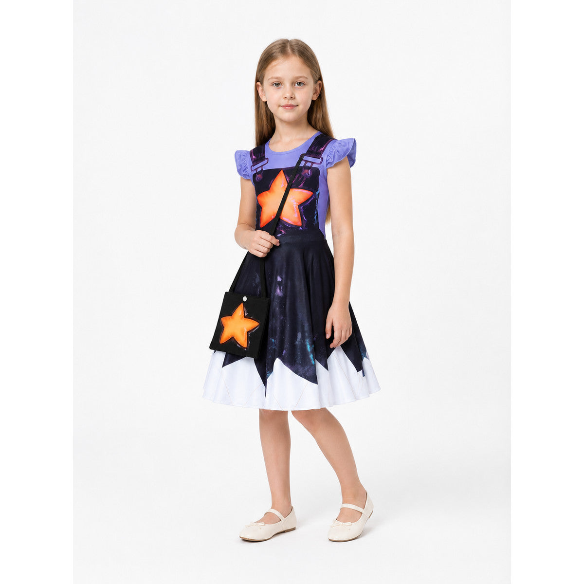 Princess Dress with Orange Star and Bag, 110-160 cm Costume Dresses detail