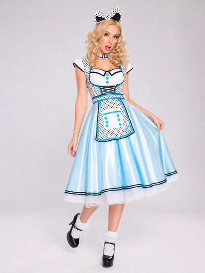 Alice-Inspired Costume Dress with Polka-Dot Apron