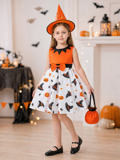 Kids' Costume Dress with Halloween Print lifestyle view