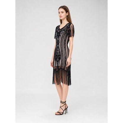 Gatsby-Style Fringe Dress for Parties side view