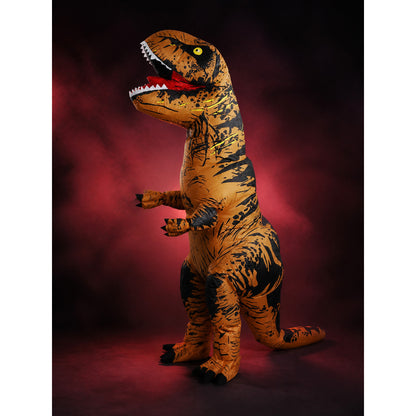 Brown Dinosaur Costume with Open Mouth and Long Tail main product view