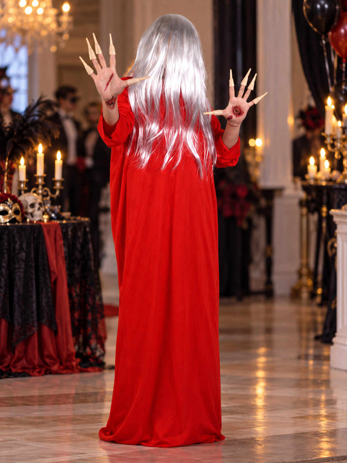 Halloween Costume: Red Robe and White Wig