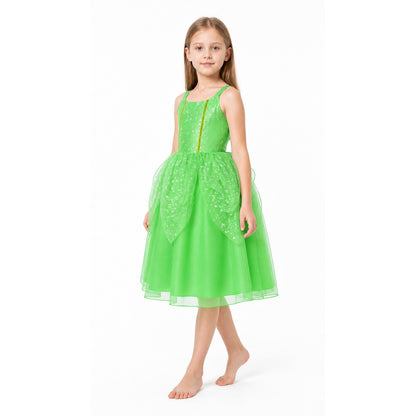 Green Girls' Full-Skirt Dress with Sequins Costume Dresses detail