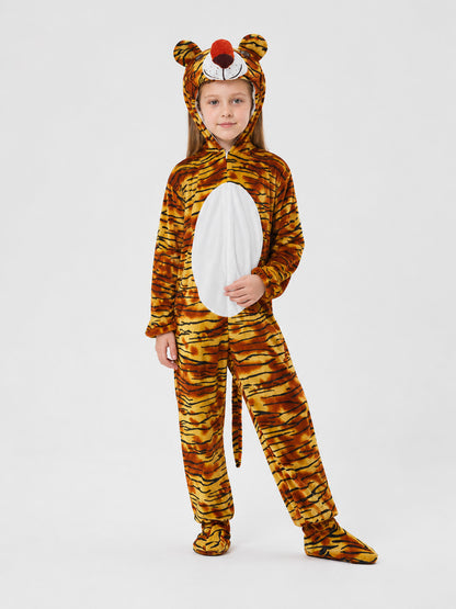 Children's Tiger Costume, Orange-and-Black Jumpsuit Costumes detail