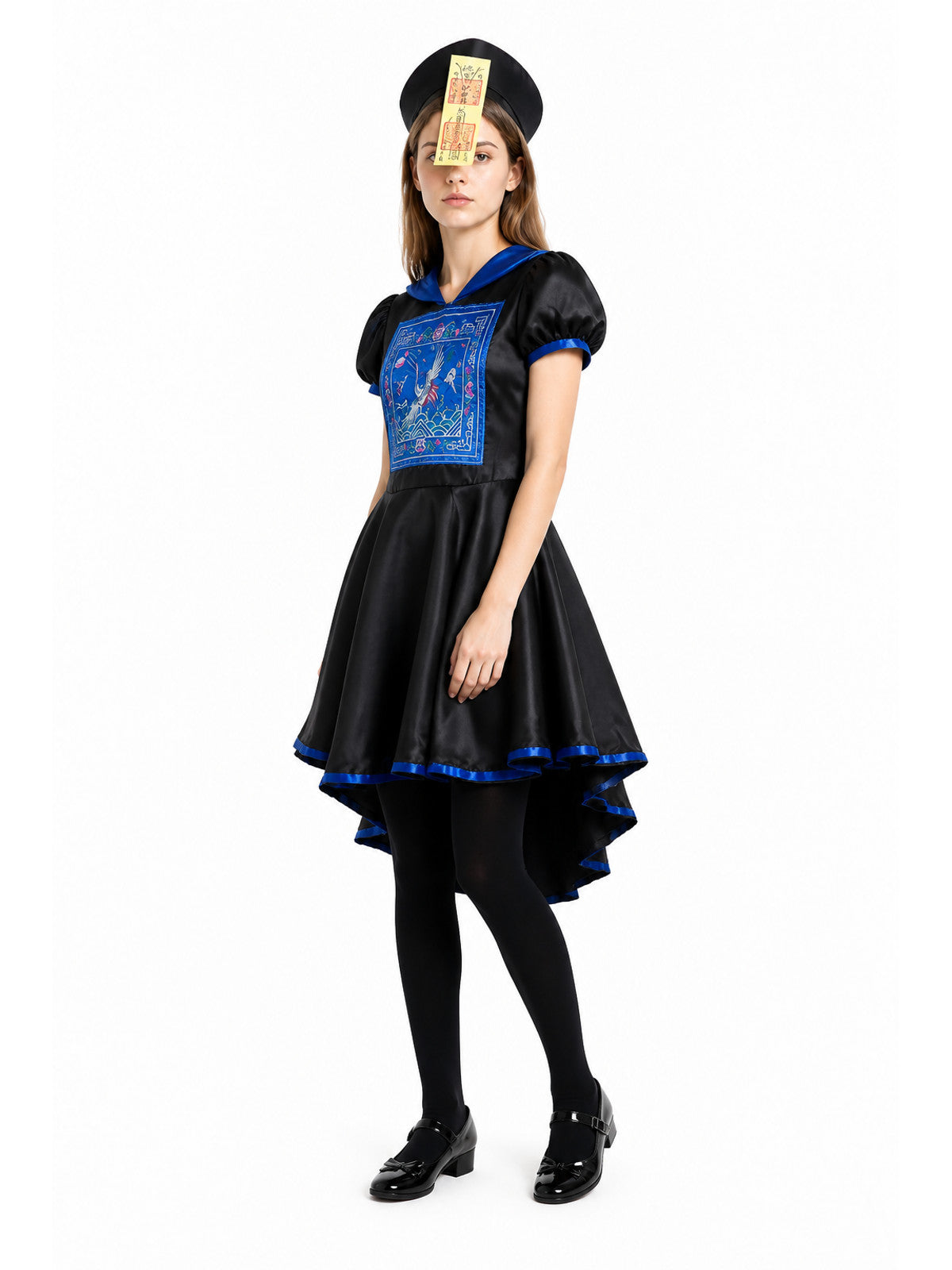 Halloween dress with a tiered skirt and blue decoration Costume Dresses detail
