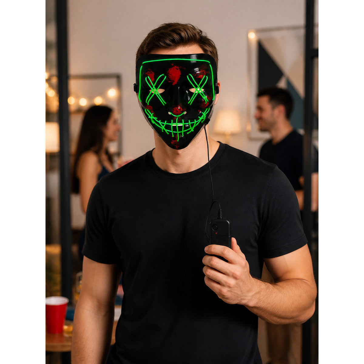 Halloween LED Light-Up Mask with Red Splatter lifestyle view