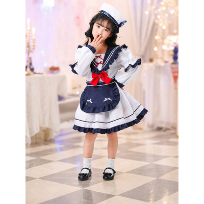 Nautical-style stage costume with bows
