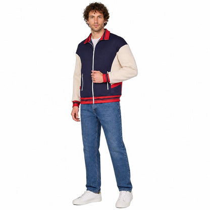 Zip-Up Bomber Jacket with Red Stripes lifestyle