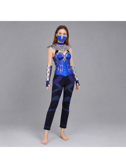 Kitana Mortal Kombat Cosplay Costume, Blue-Purple