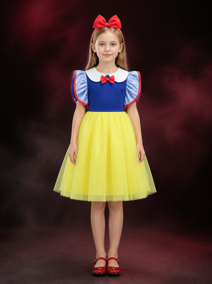 Girls Snow White Princess Dress Costume with Headband main product view