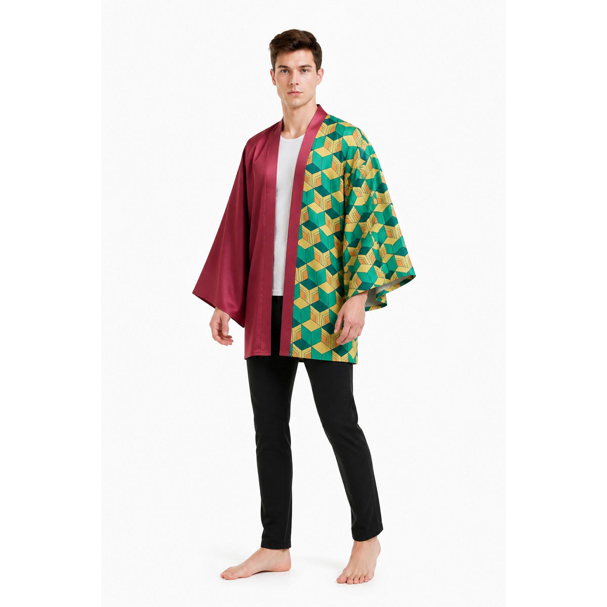 Long Kimono with a Geometric Pattern and Wide Sleeves product detail