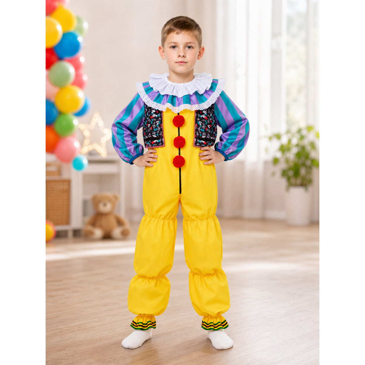 IT Clown Costume with Vest, Ruffled Collar, and Puffy Pants lifestyle view