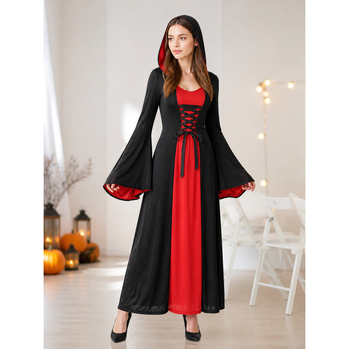 Carnival Costume: Long Black and Red Dress lifestyle view