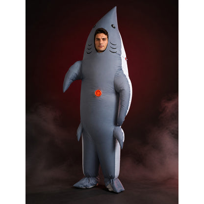 Gray Shark Inflatable Costume for Halloween, Funny Shark Suit with Fins and Tail main product view