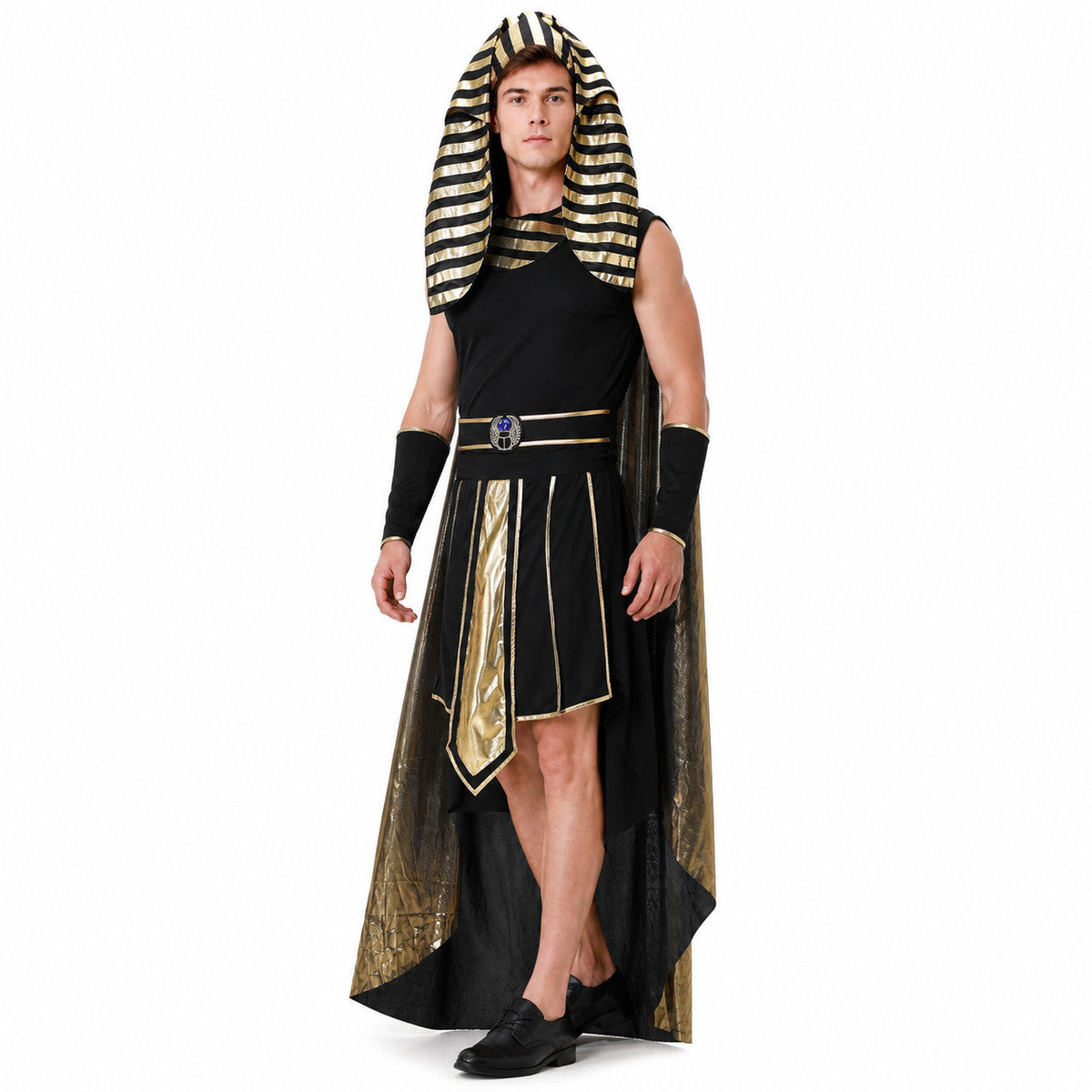 Ancient Egyptian Costume with Headpiece and Cloak
